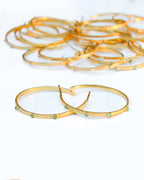 Green Stone Hoops