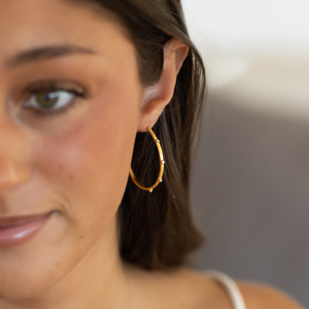 White Stone Hoops