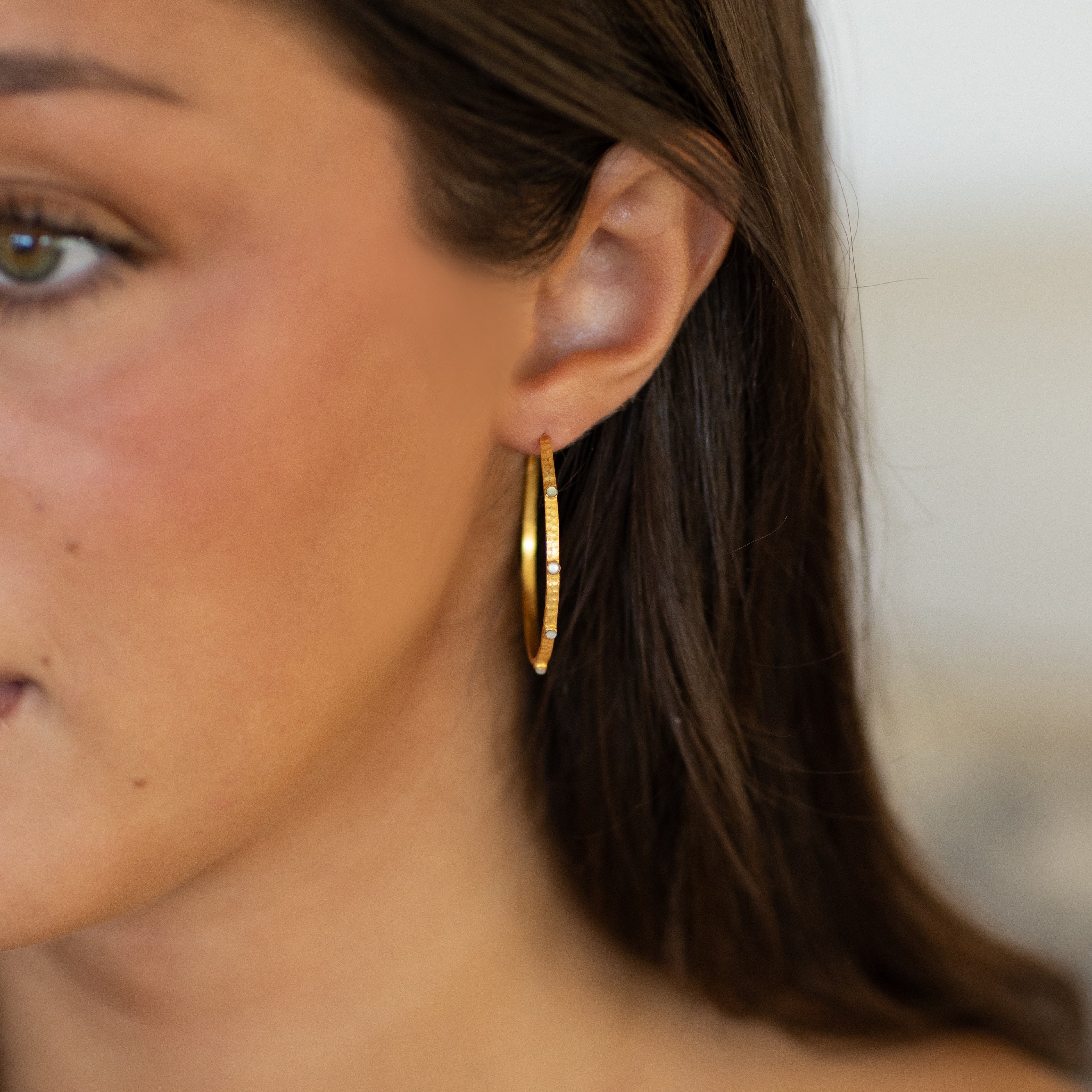 White Stone Hoops