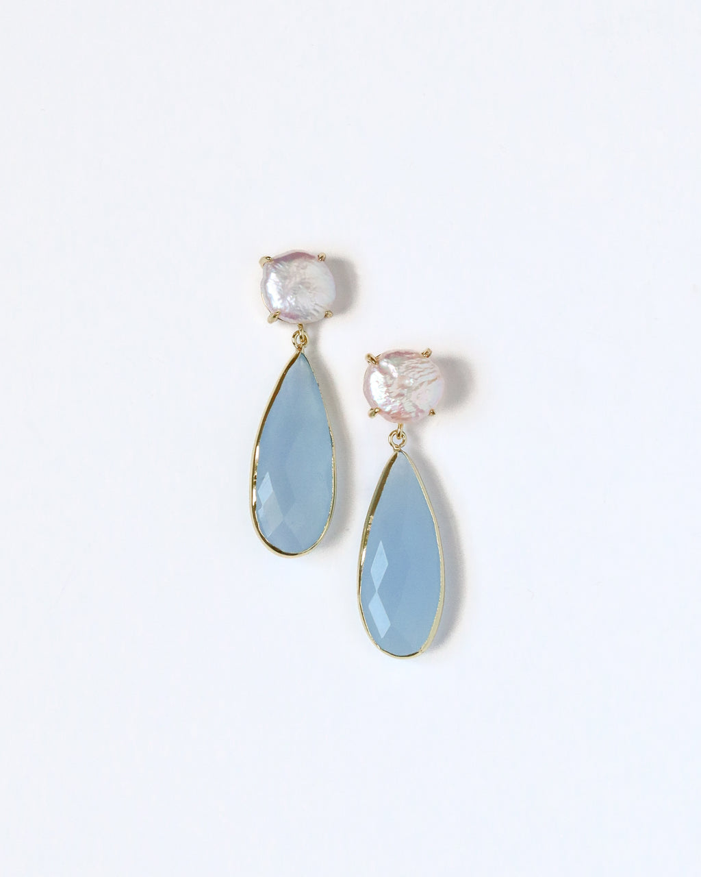 Pearl + Light Blue Teardrop