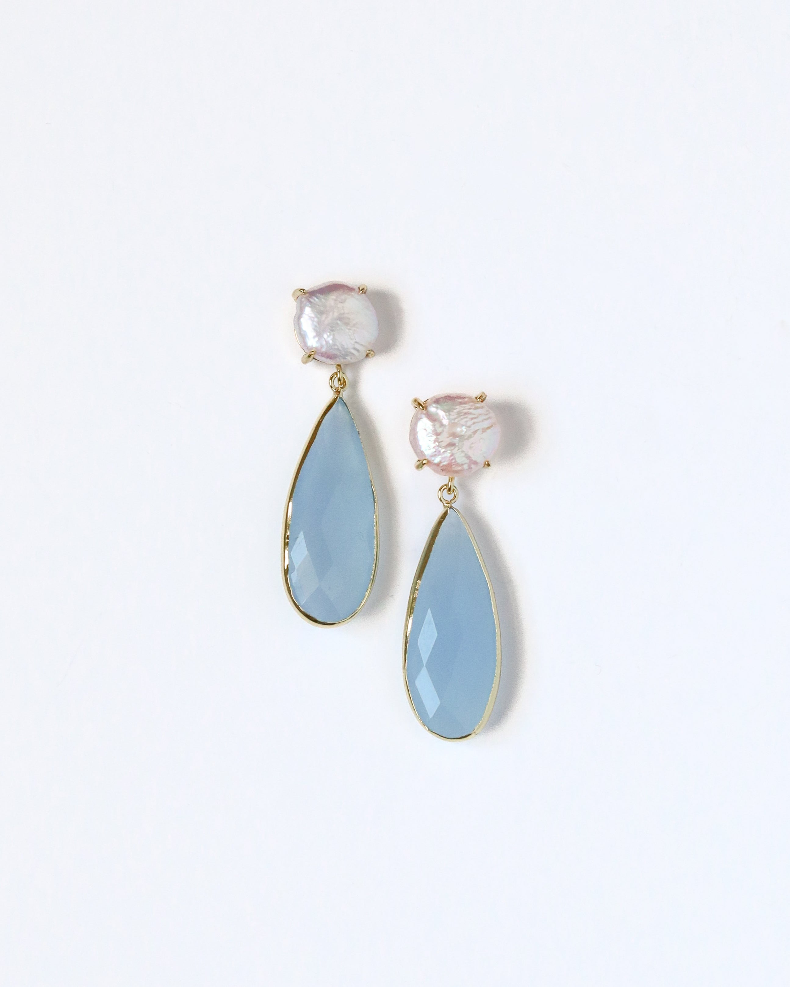 Pearl + Light Blue Teardrop