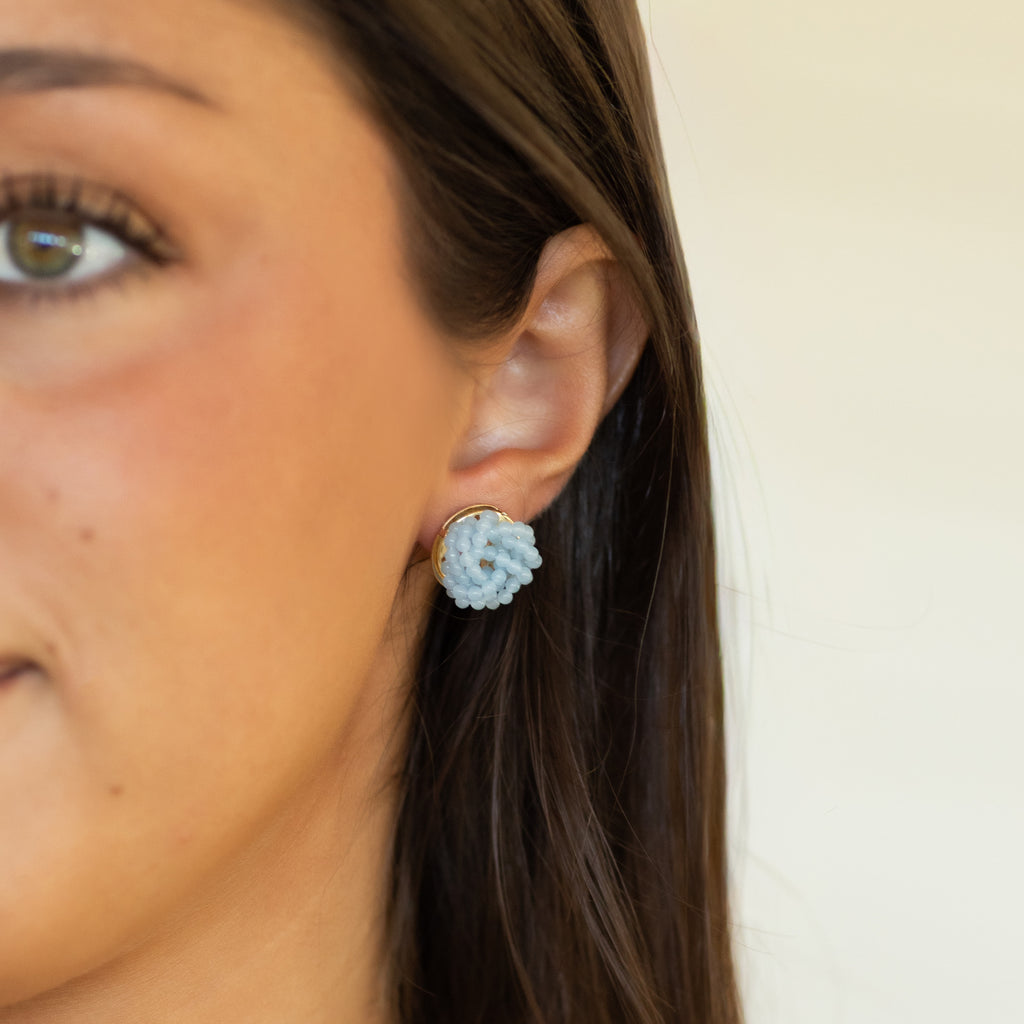 French Blue Knot Studs