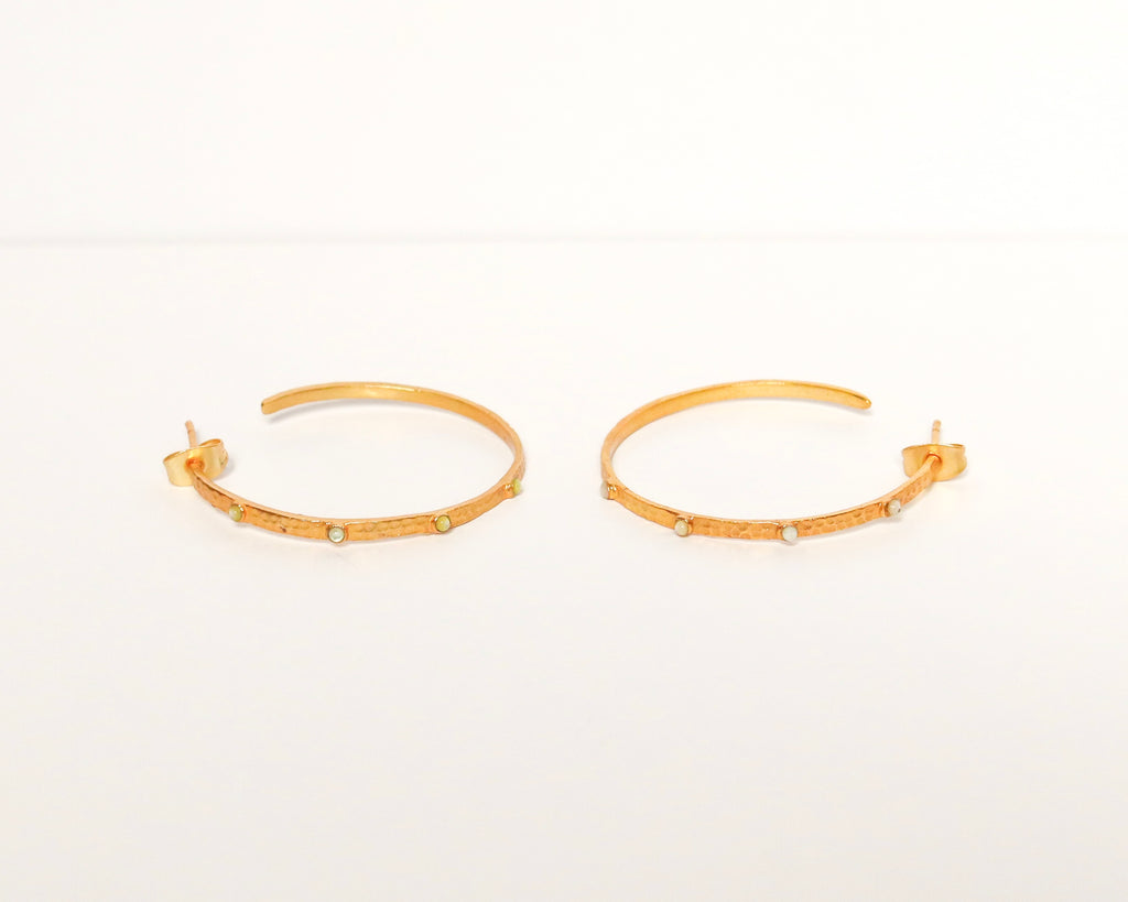 White Stone Hoops