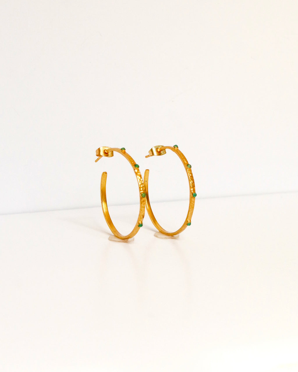 Green Stone Hoops