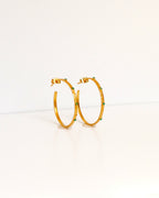 Green Stone Hoops