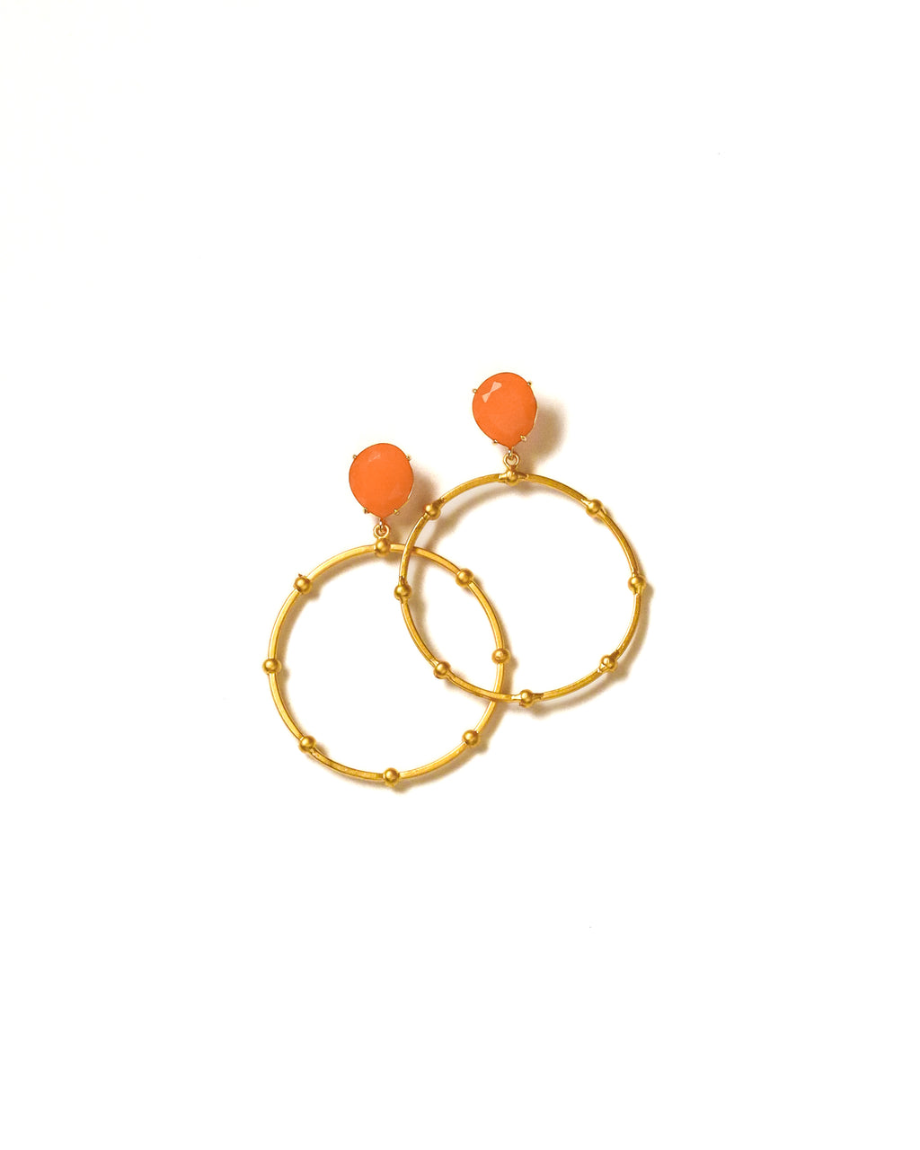 Tangerine + Gold  Studded Hoop
