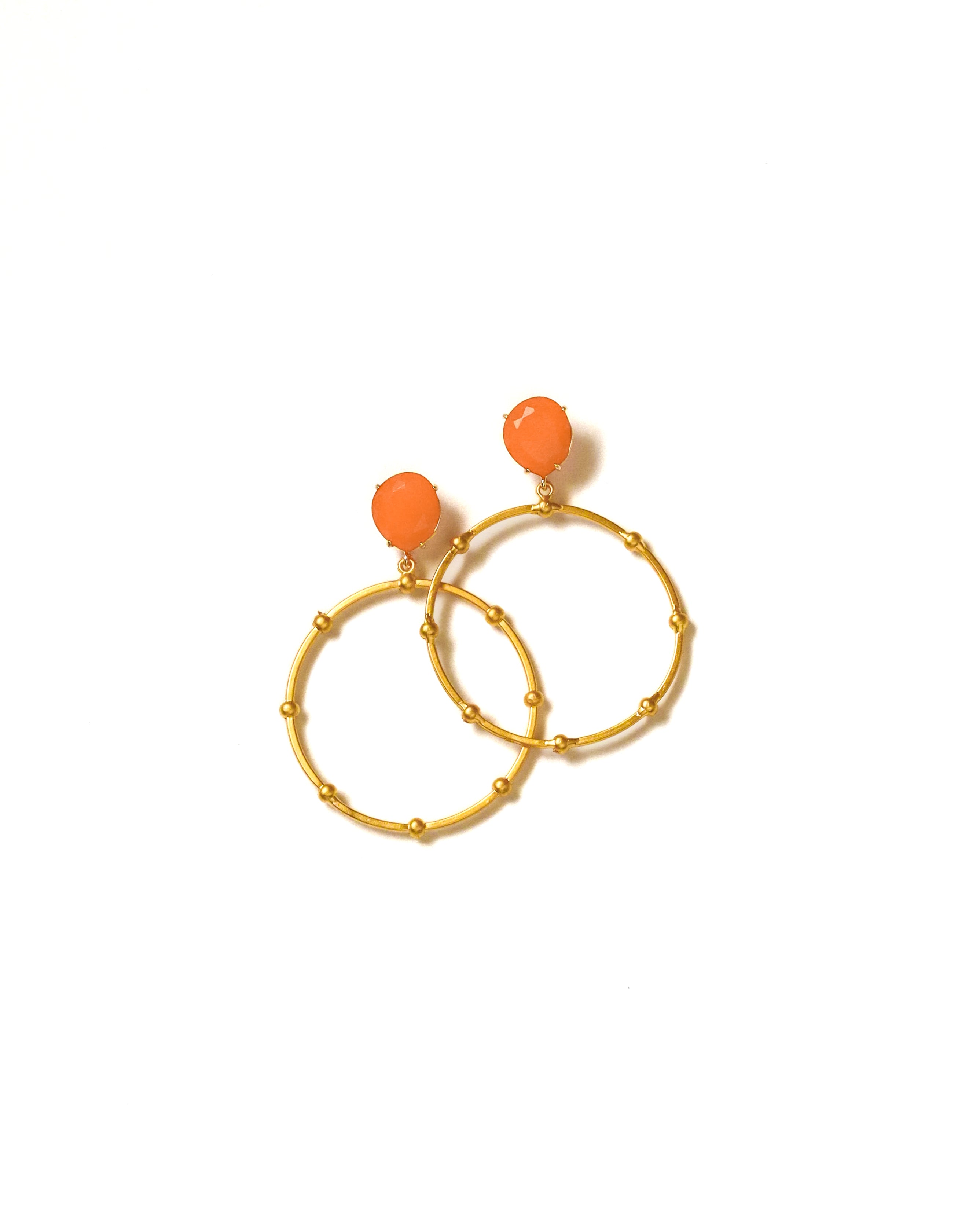 Tangerine + Gold  Studded Hoop