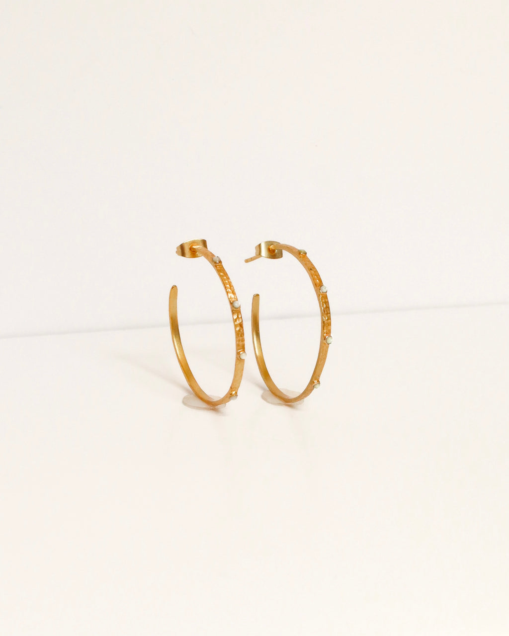 White Stone Hoops