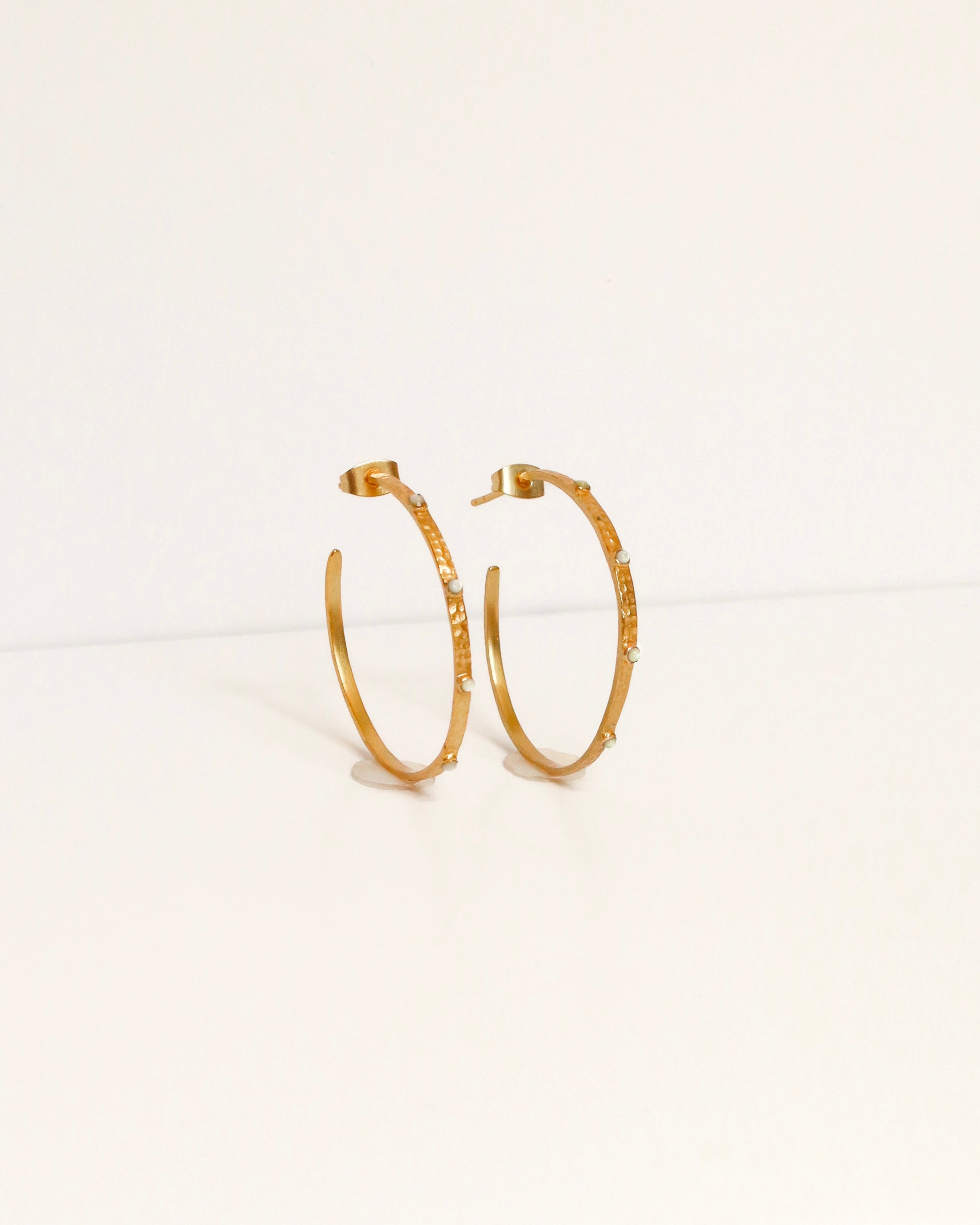 White Stone Hoops