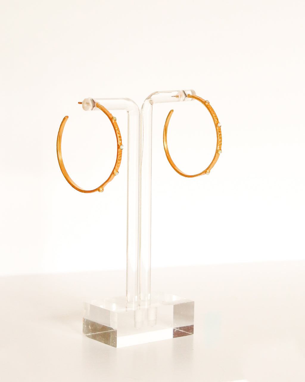 White Stone Hoops