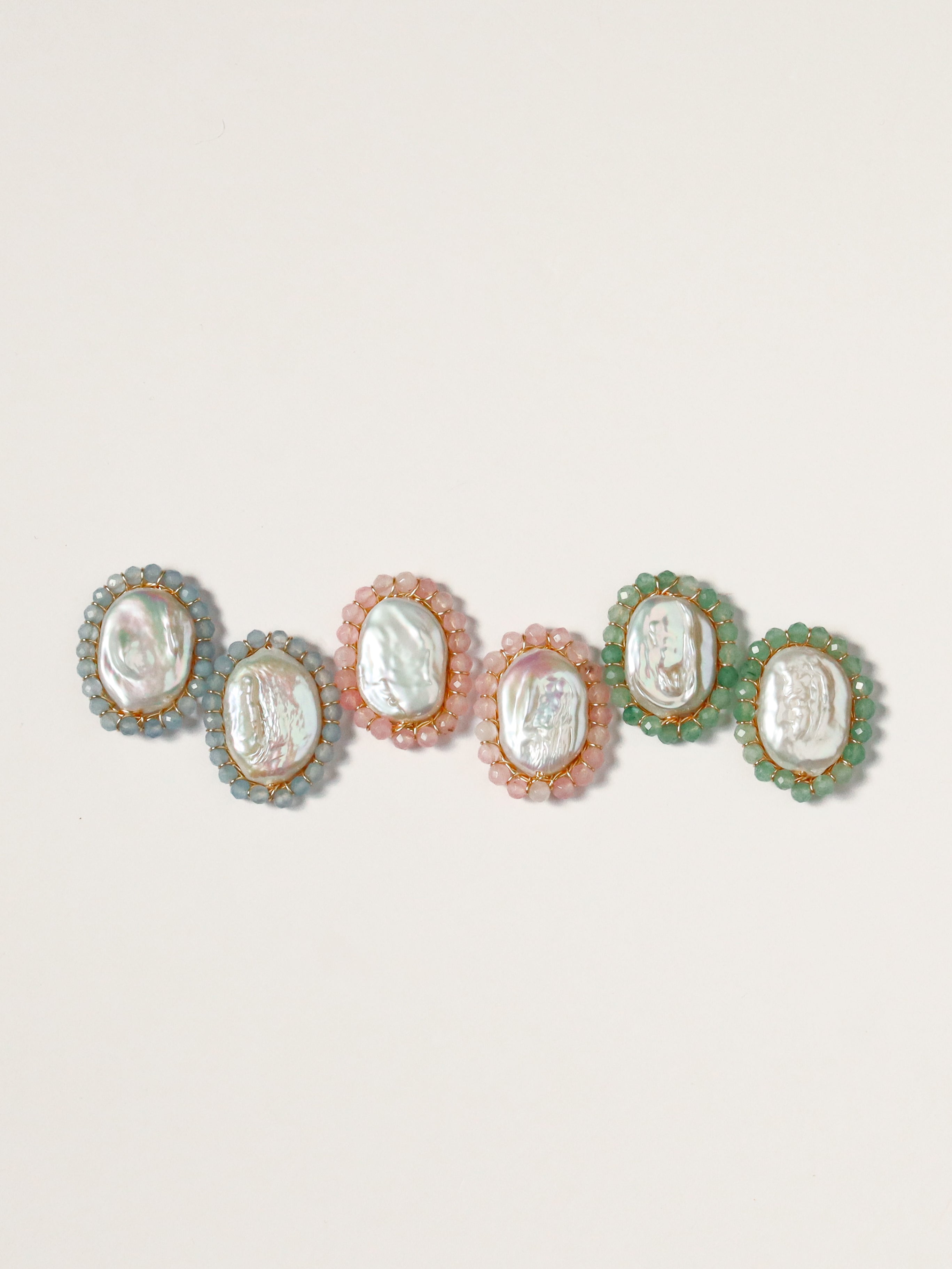 Pearl Stone Halo Studs in 3 colorways