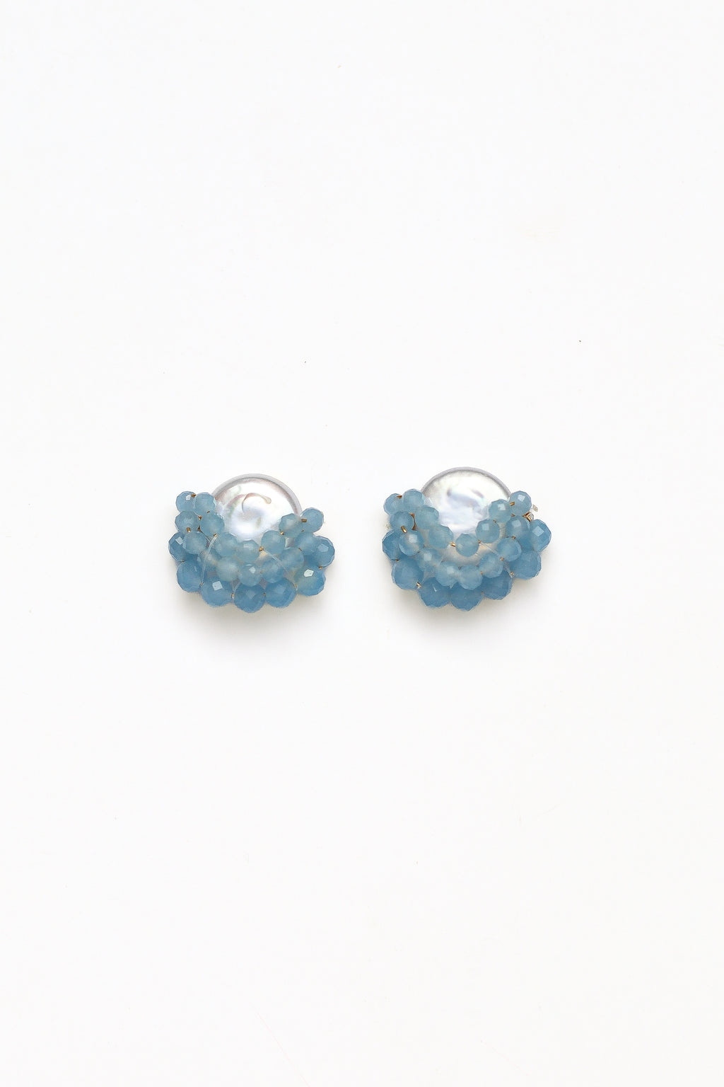 Baby Blue Cluster Drop Pearl Studs