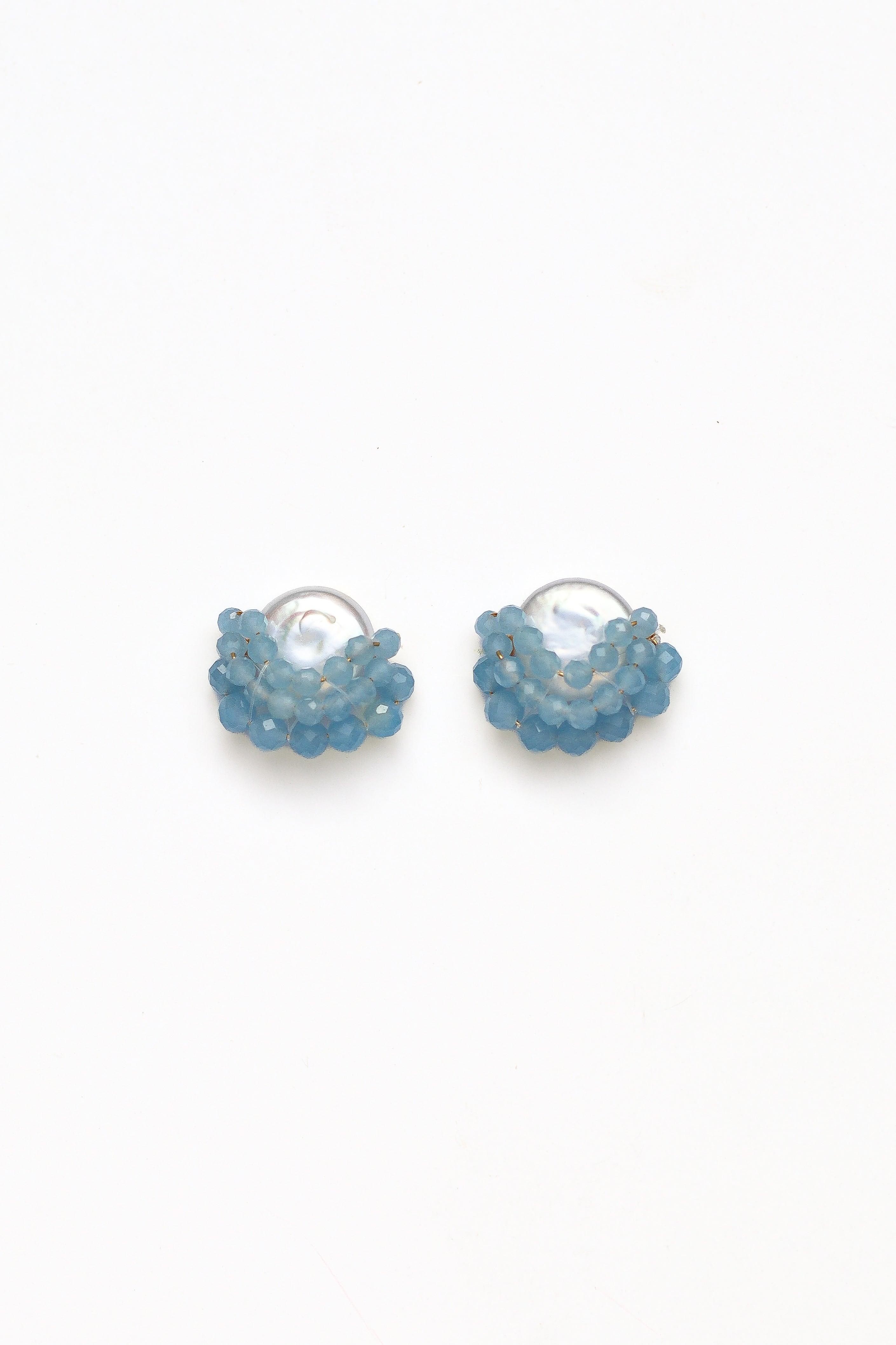 Baby Blue Cluster Drop Pearl Studs