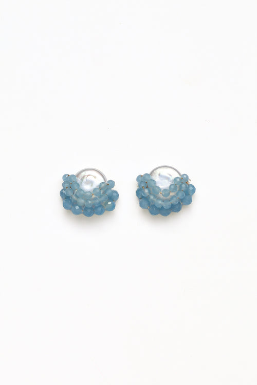Baby Blue Cluster Drop Pearl Studs