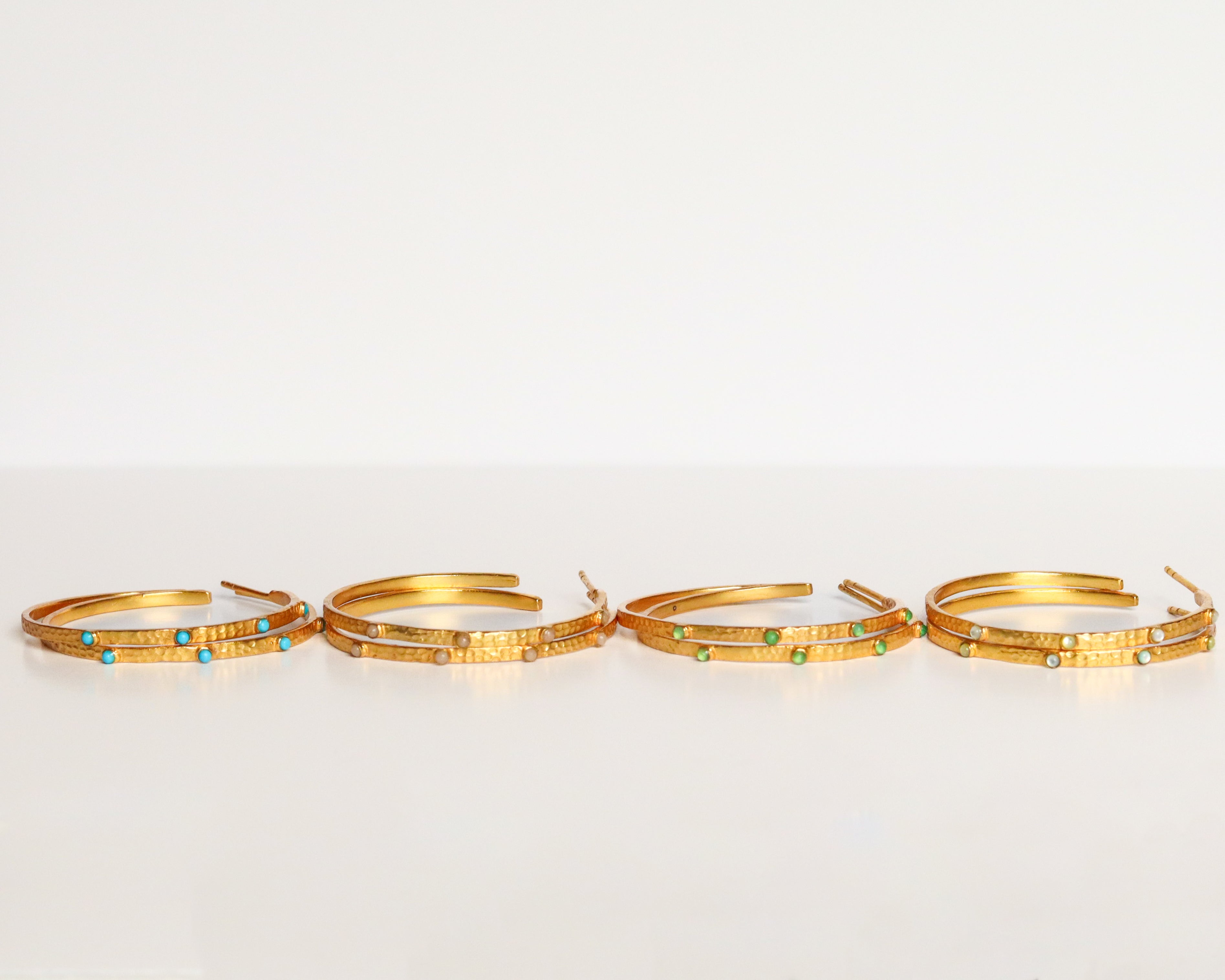 White Stone Hoops