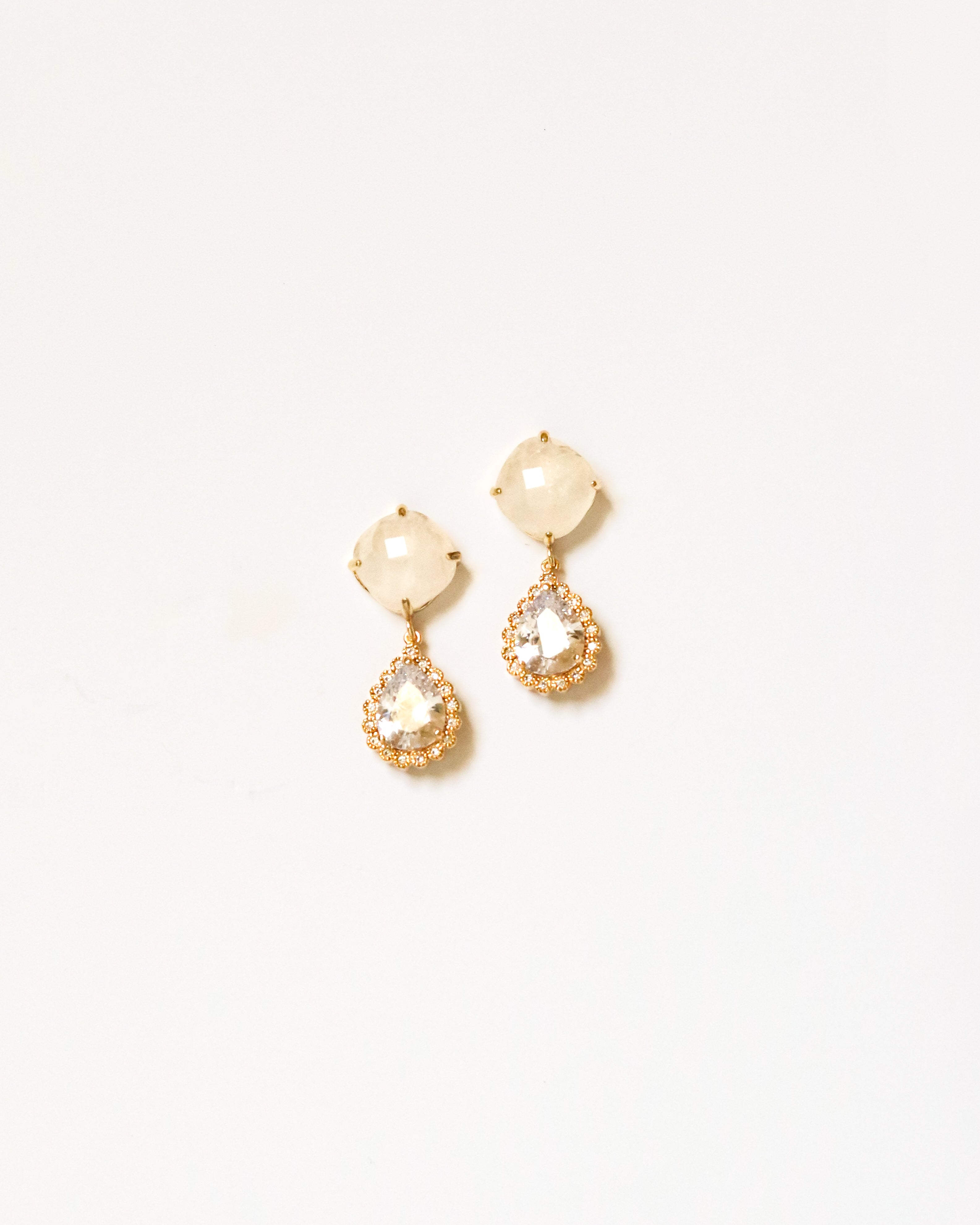 White Quartz + Diamond Teardrop