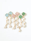 Rhombus + 3 Pearl Drop In 3 stone color options