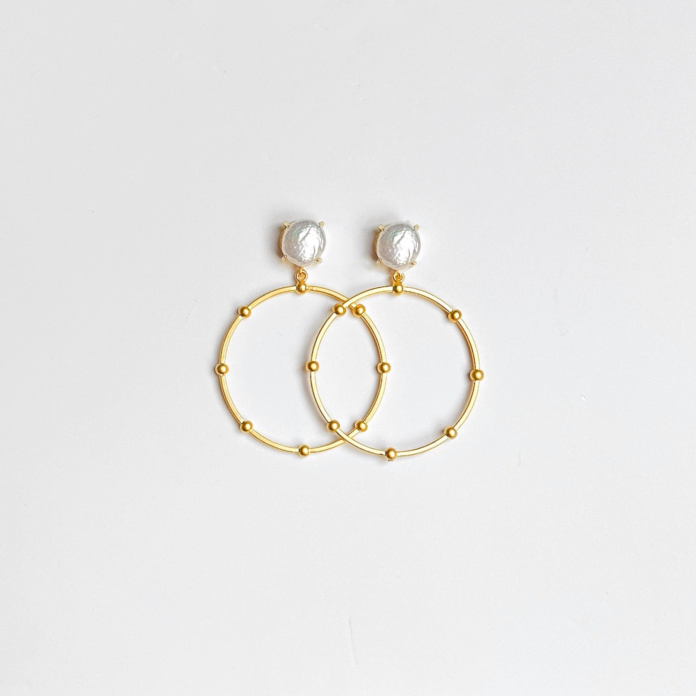 Pearls + Studded Gold Hoop