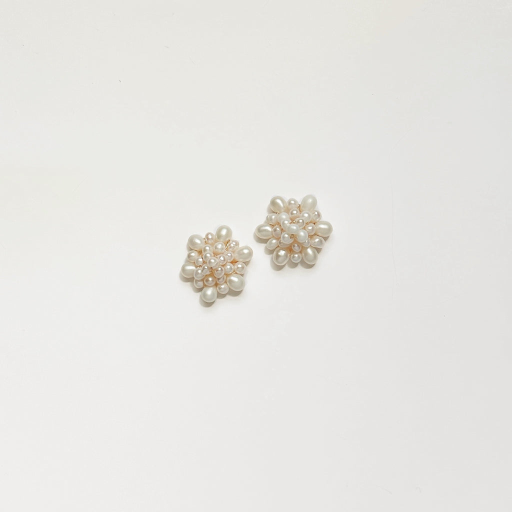 Cluster Pearl Studs - Available as Clip On