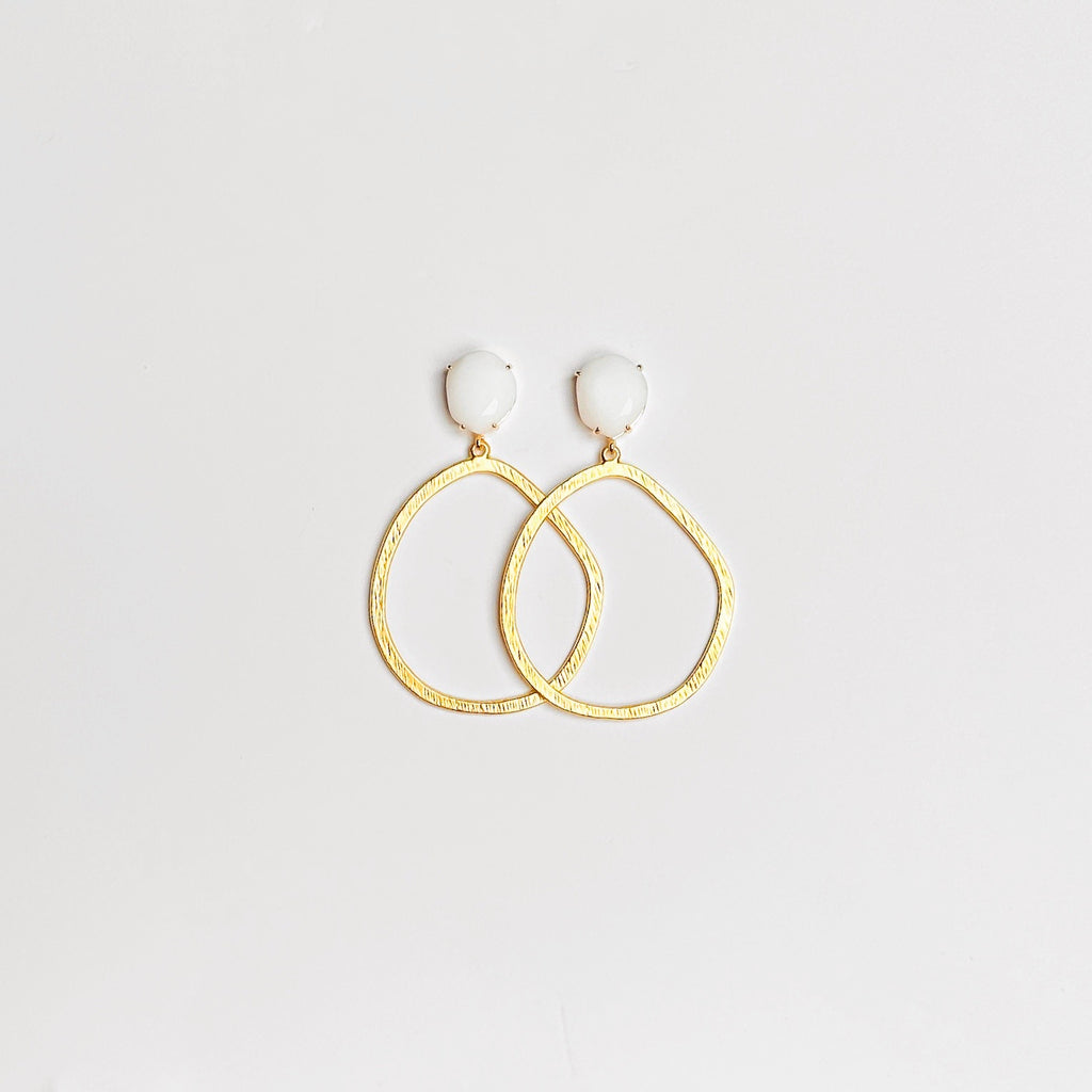 White Jade + Gold Hoop