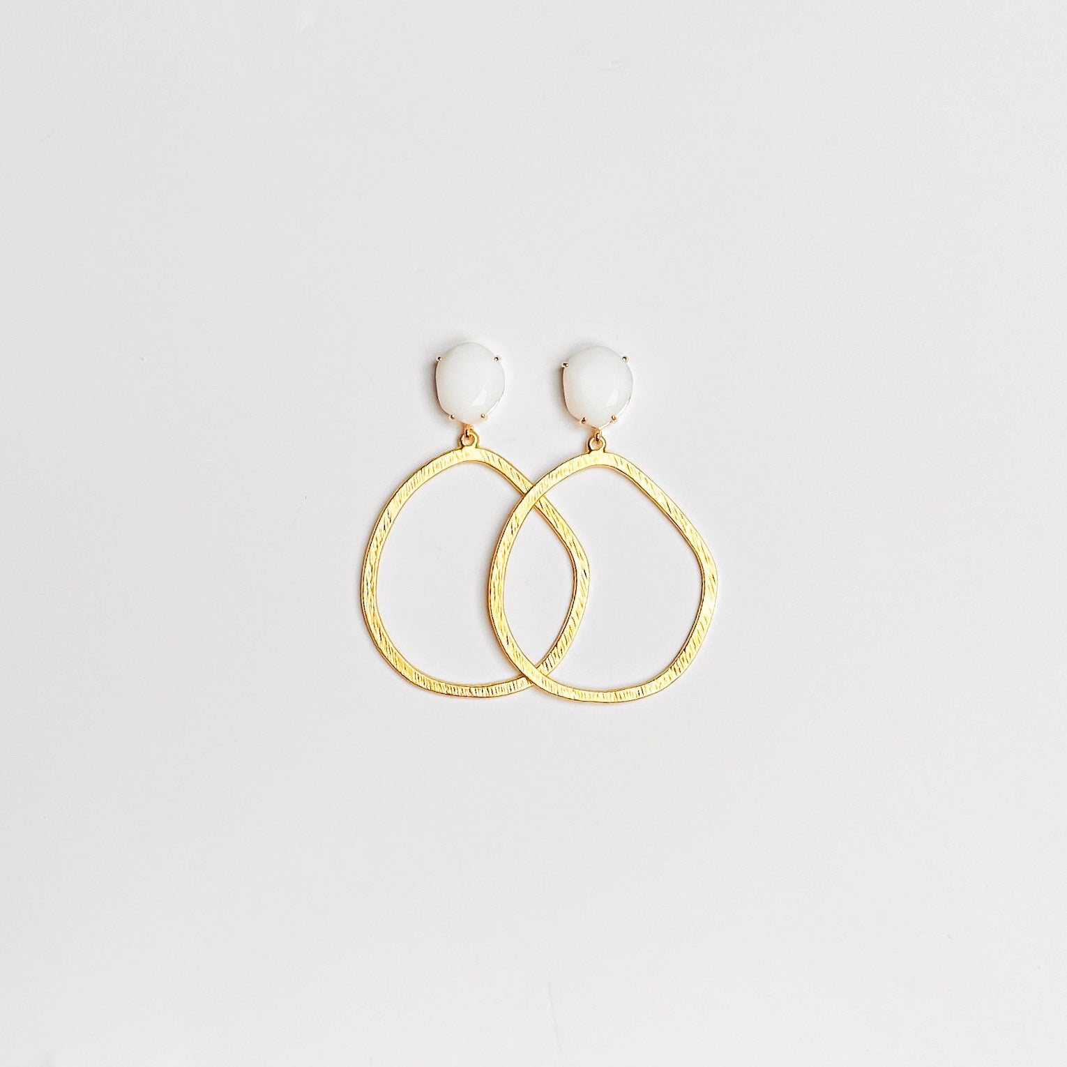 White Jade + Gold Hoop