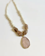 Rose Quartz + Sunstone Necklace