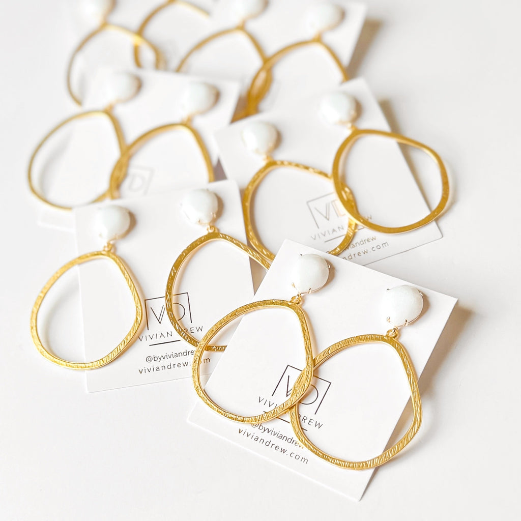 White Jade + Gold Hoop