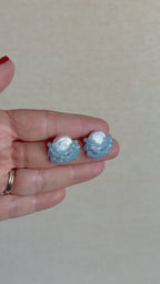 Baby Blue Cluster Drop Pearl Studs