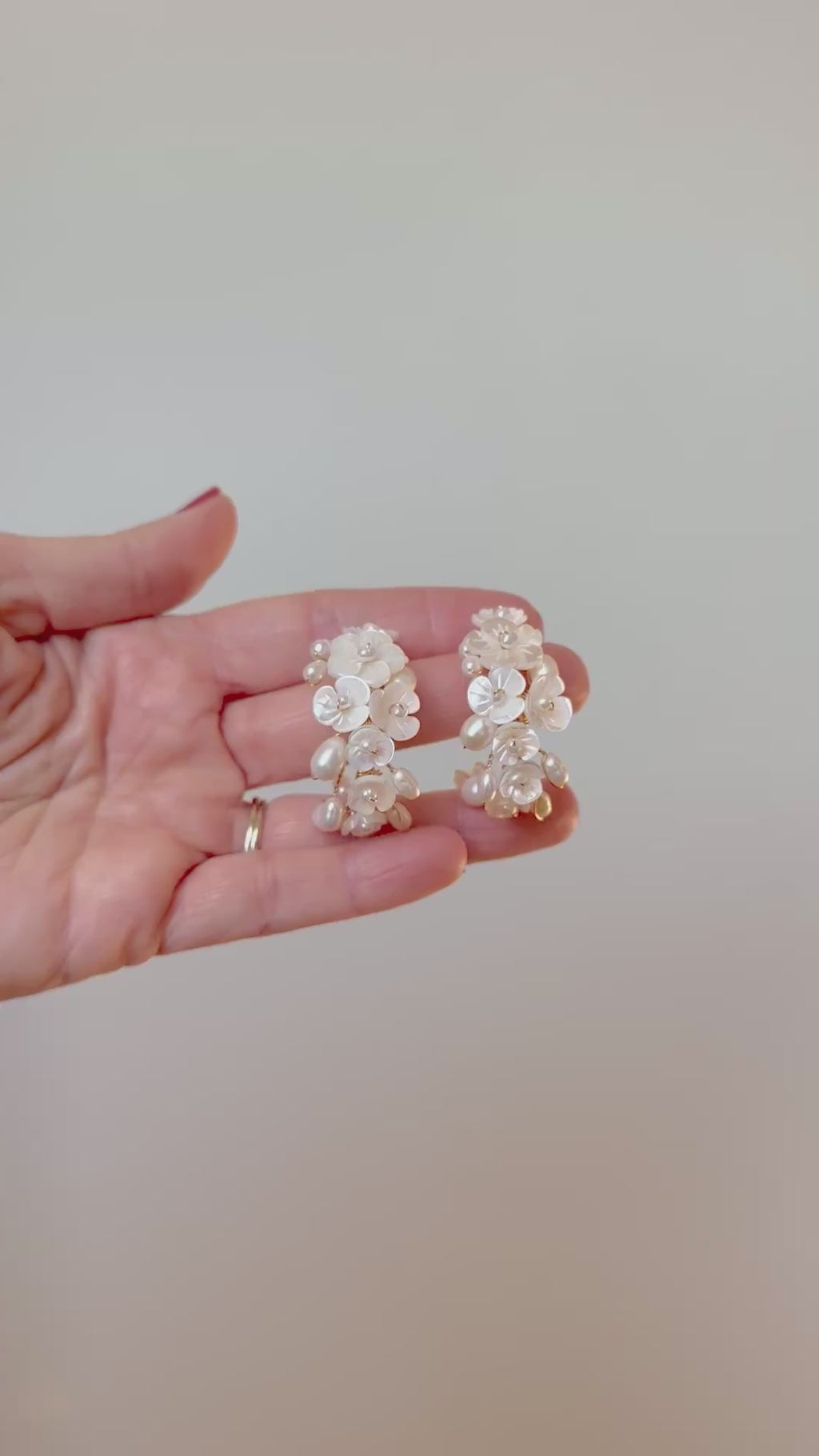 Ivory Floral Bloom Hoops