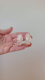 Ivory Floral Bloom Hoops