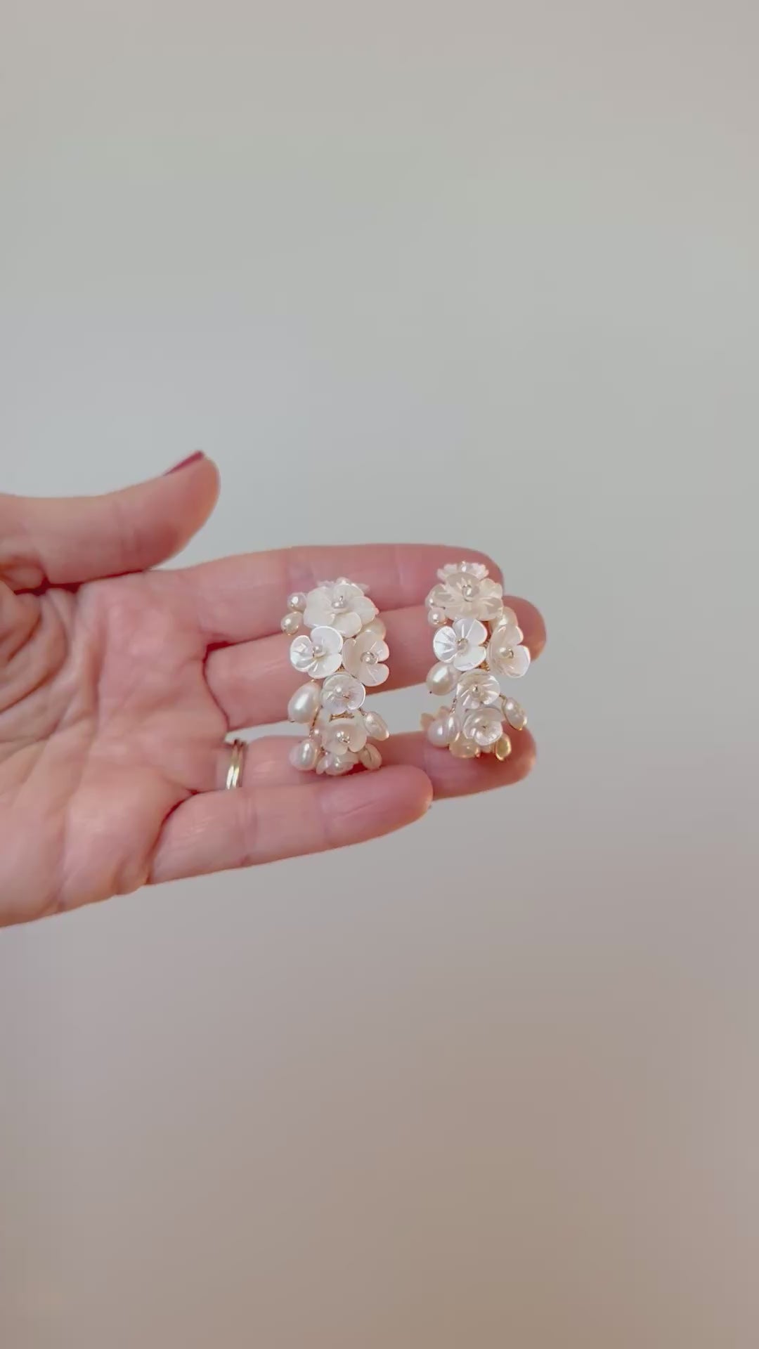 Ivory Floral Bloom Hoops
