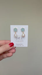 Petite Round Blue + Pearl Drop
