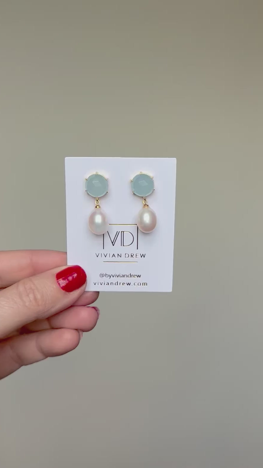 Petite Round Blue + Pearl Drop