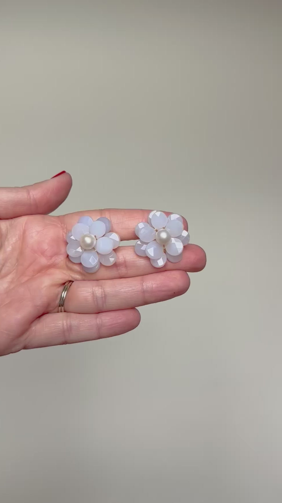 Soft Blue Pearl Flower Stud