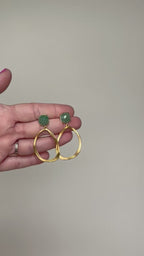 Green Jade + Wavy Hoops