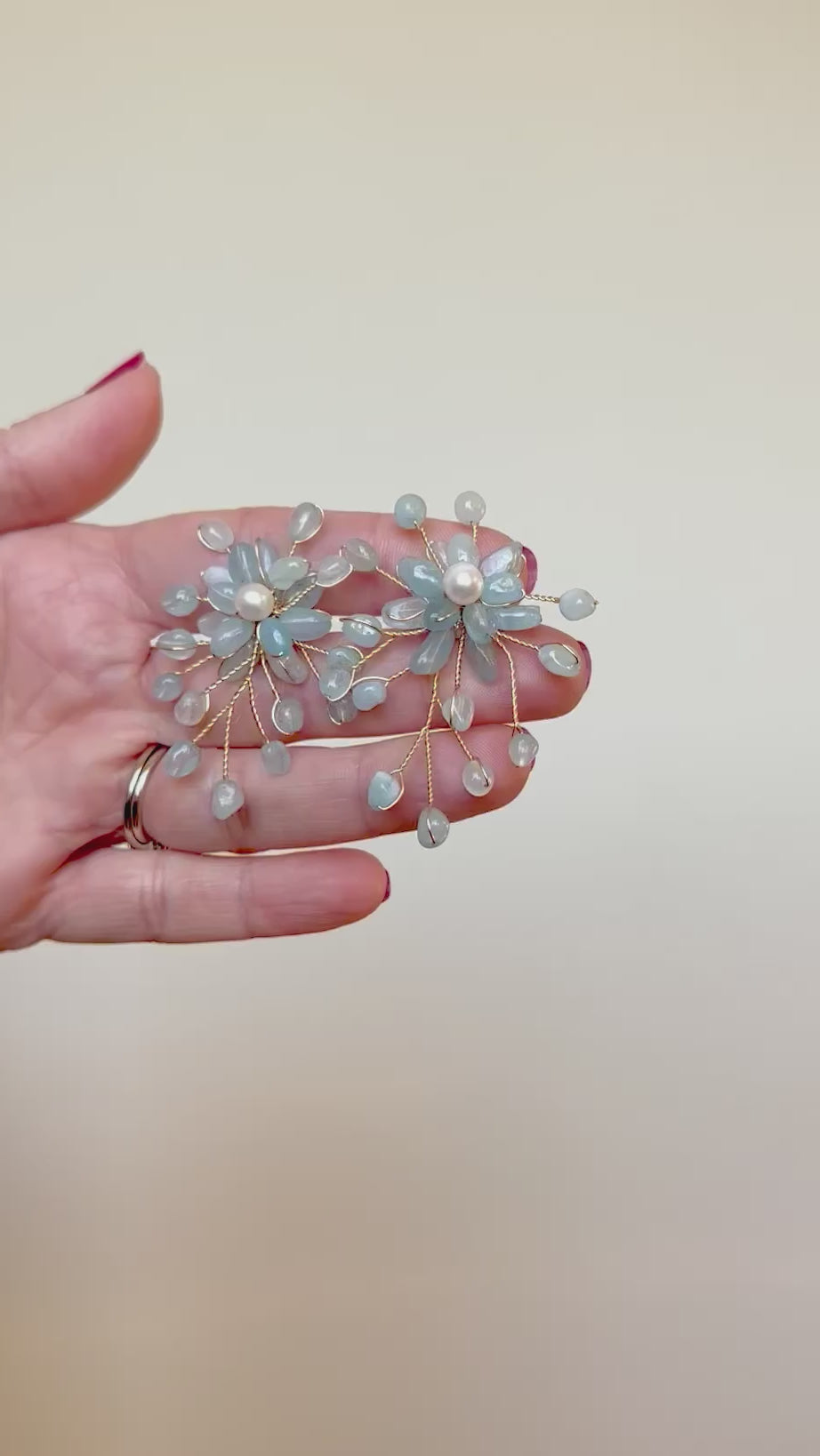 Aquamarine Floral Pearl Burst