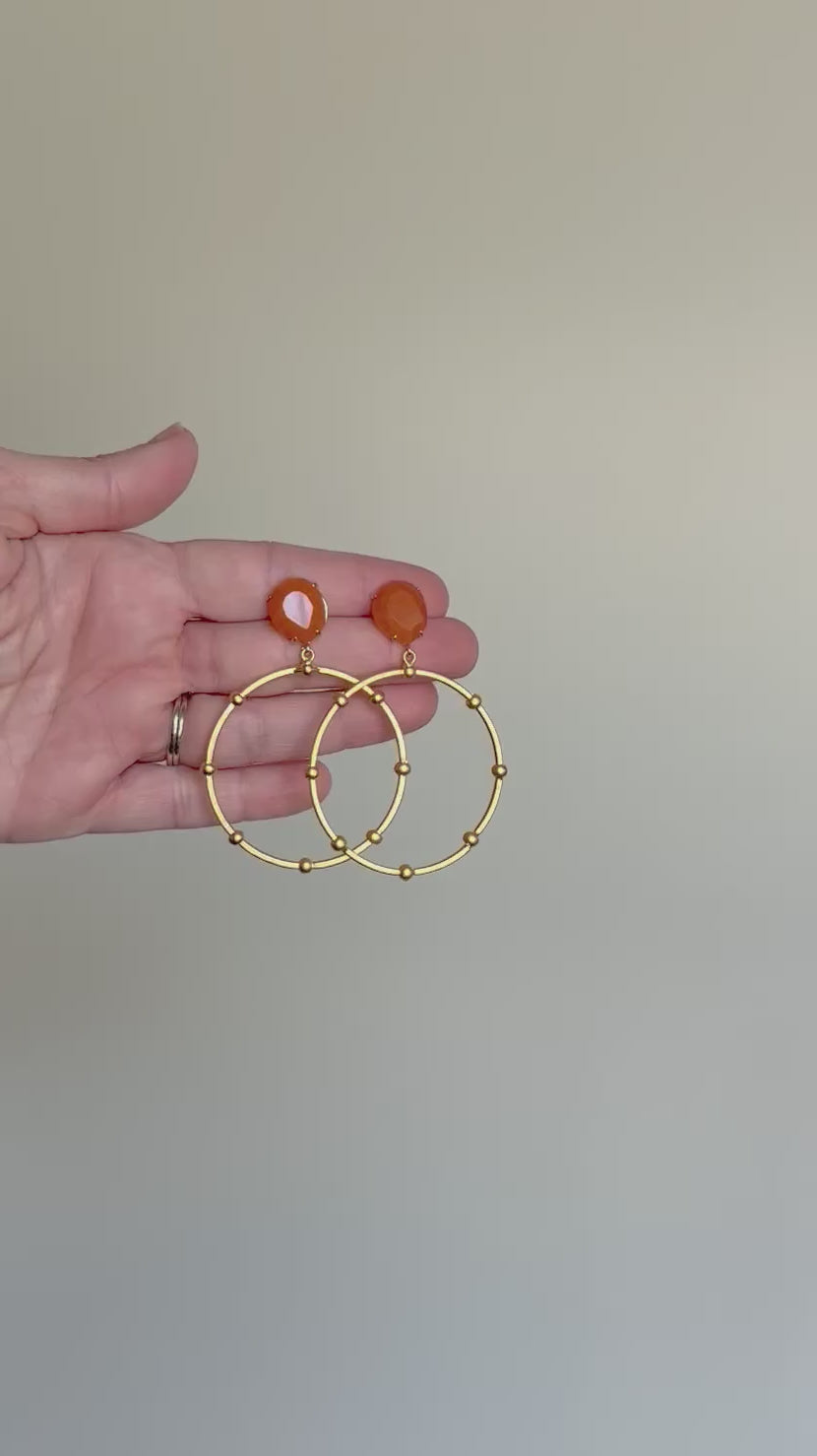 Tangerine + Gold  Studded Hoop