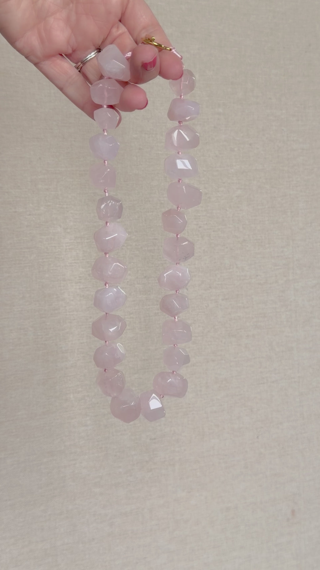 Rose Quartz Statement Stone Necklace