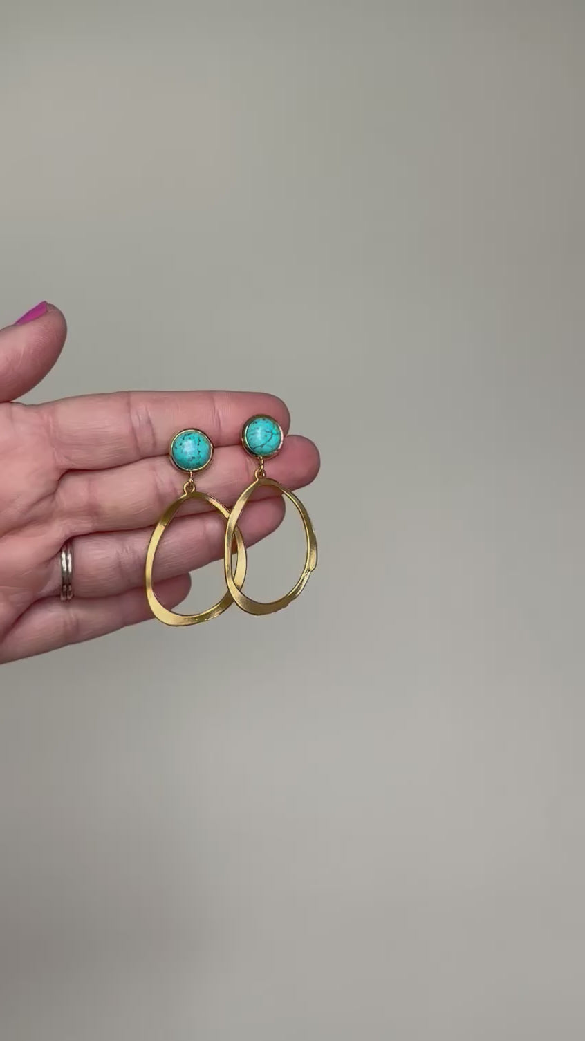 Turquoise + Wavy Hoops