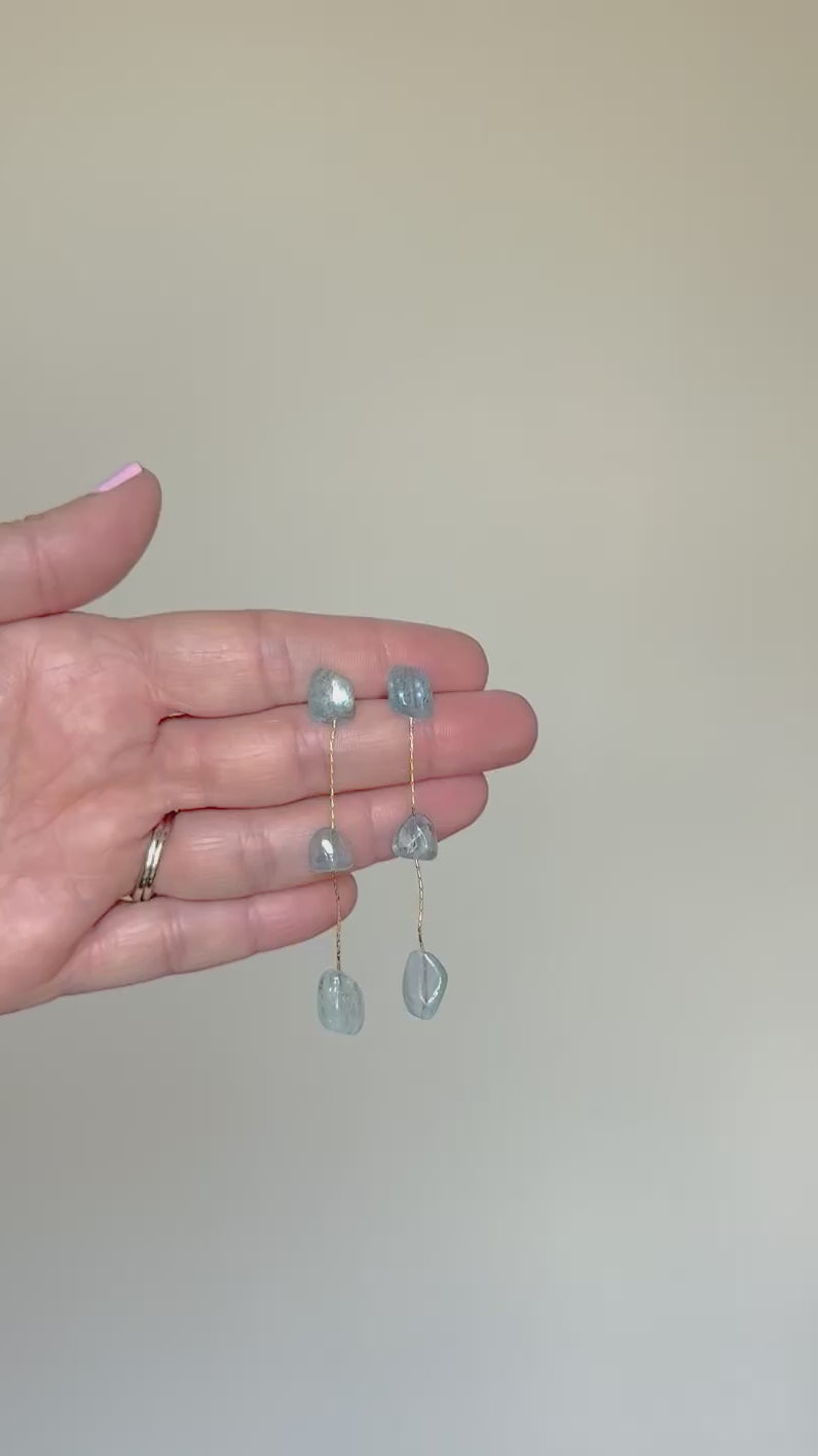 French blue 3 stone drop