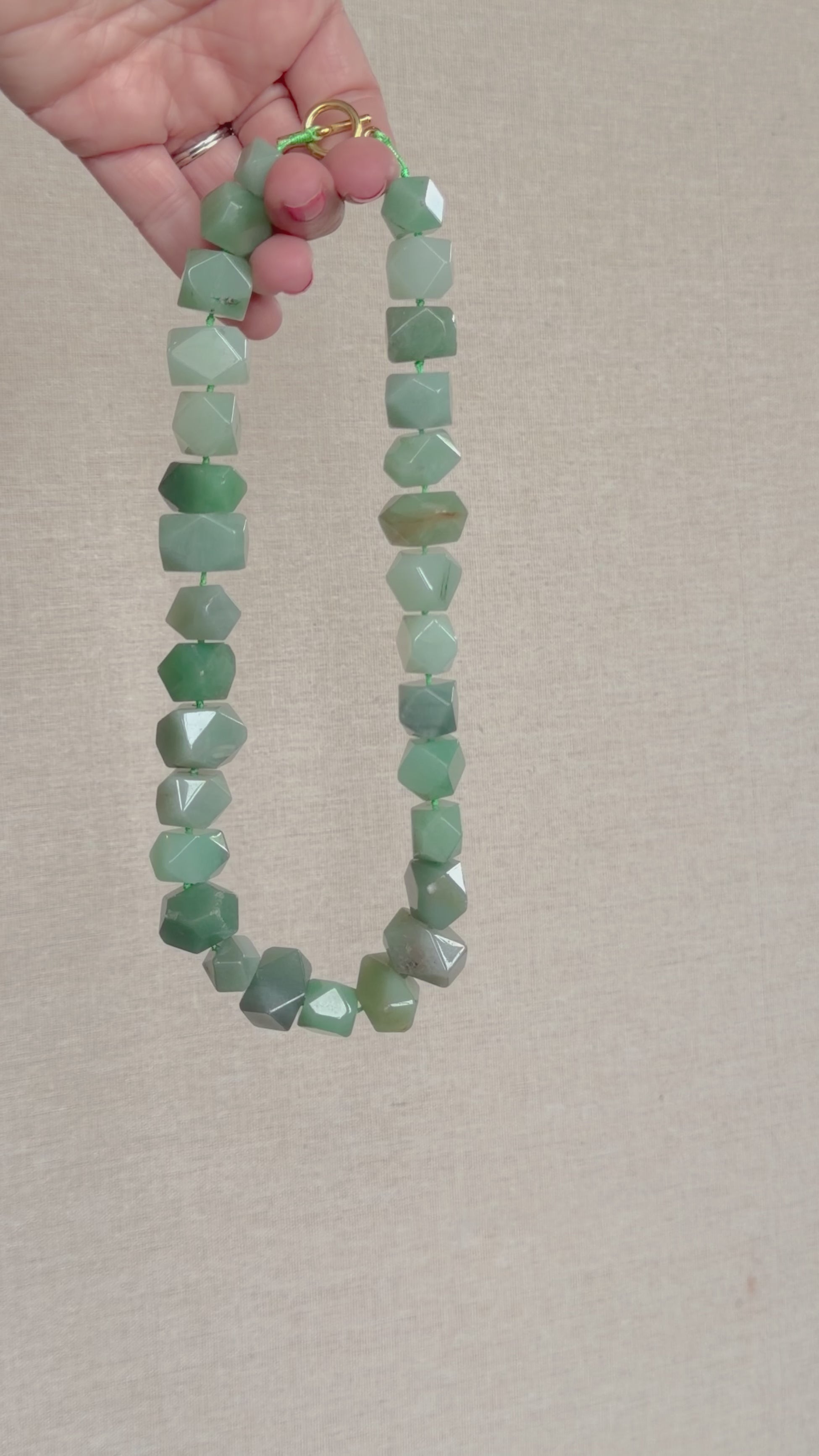 Green Aventurine Statement Stone Necklace