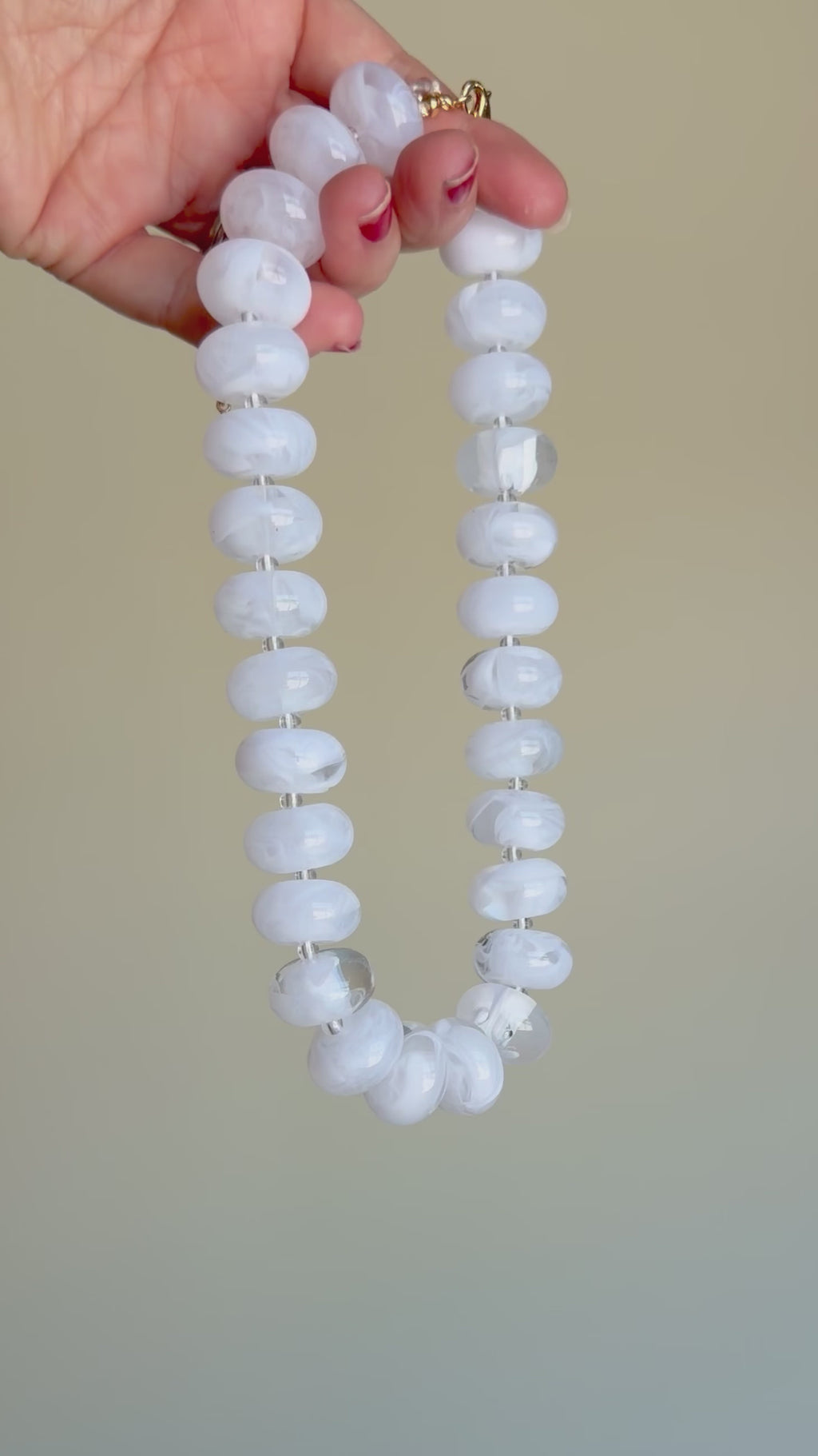White Acrylic Nugget Necklace