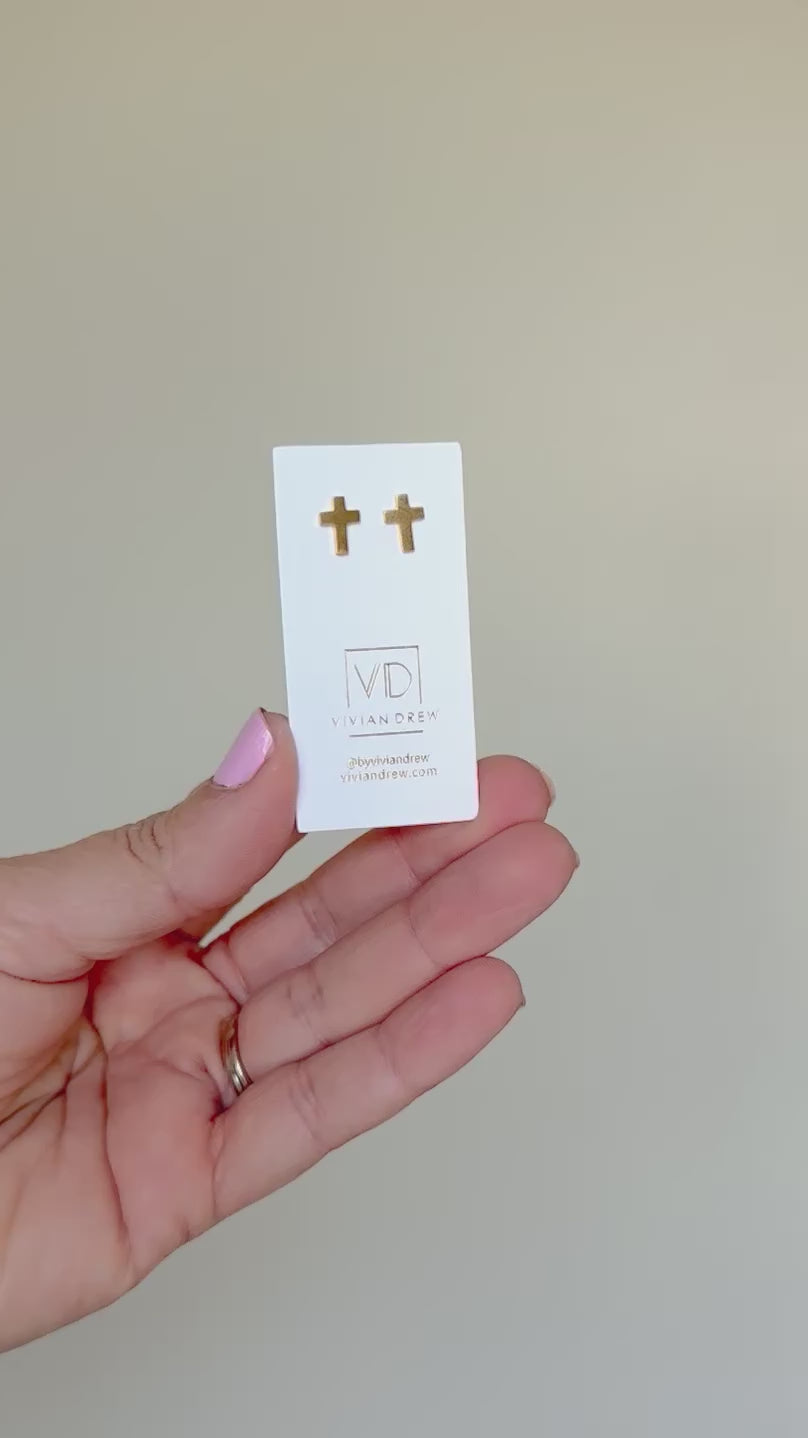 Mini Gold Cross Studs