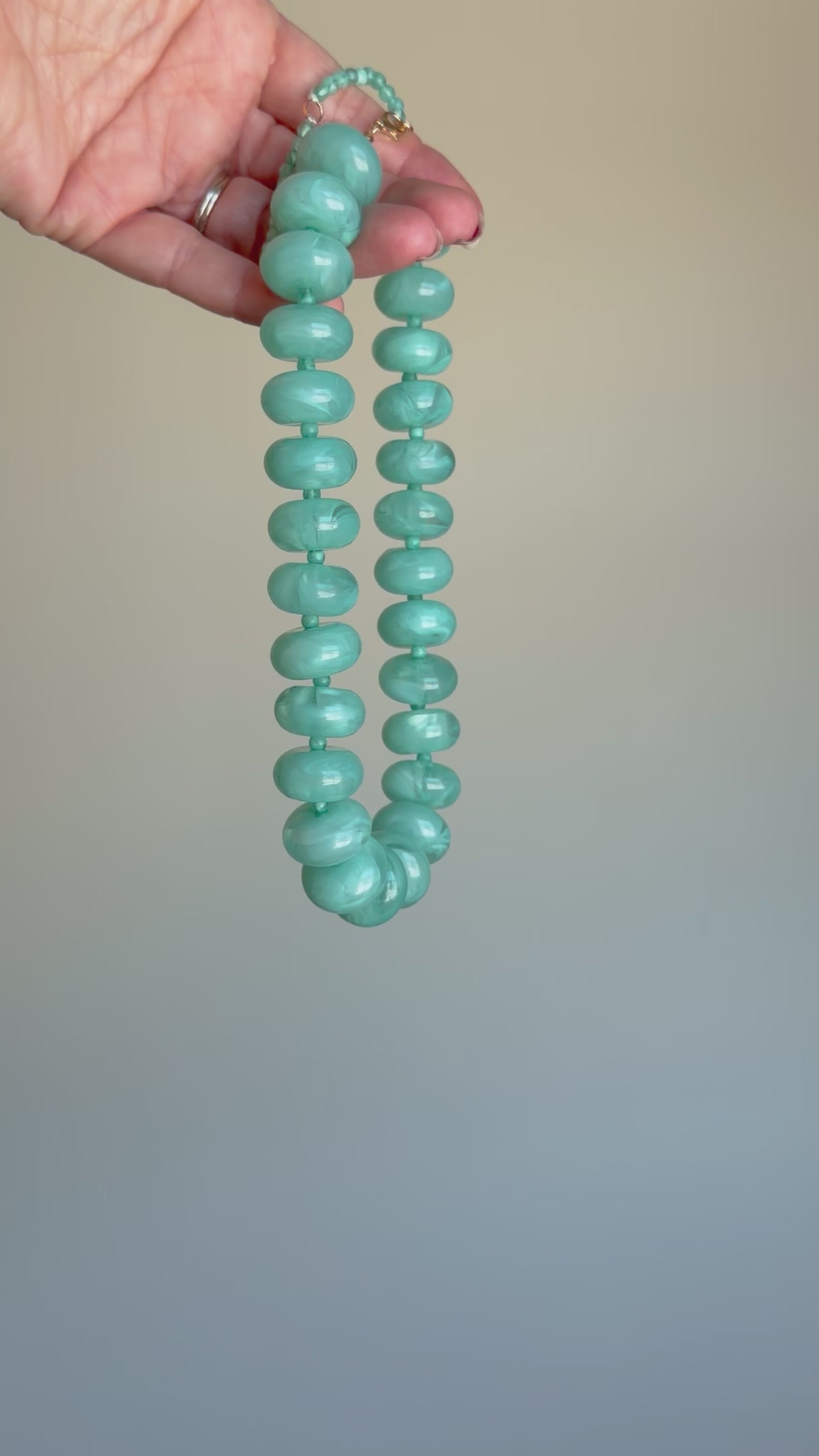 Green Turquoise Acrylic Nugget Necklace
