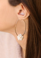 Pearl Flower Ball Hoops