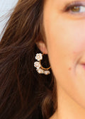 Dainty Pearl Flower Hoops