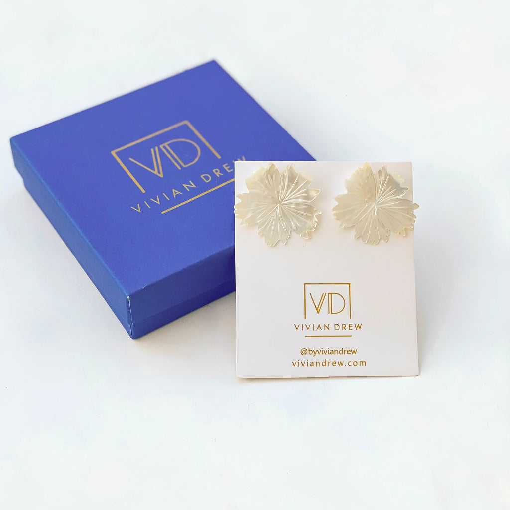 Pearl Flower Shell Studs