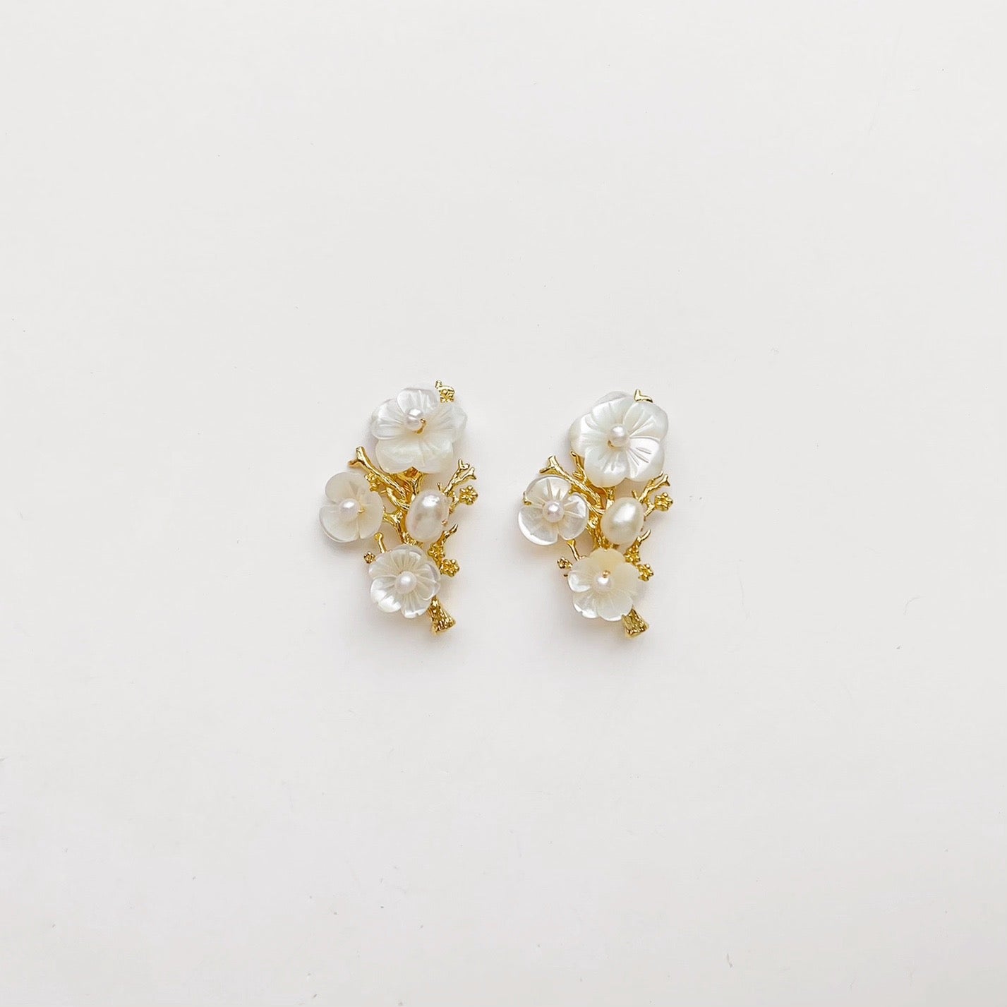 Delicate Pearl Flower Studs