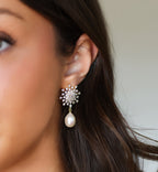 Round Glitzy Flower + Pearl Drops