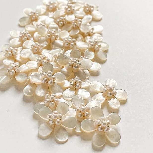 5 Petal Pearl Flower Studs